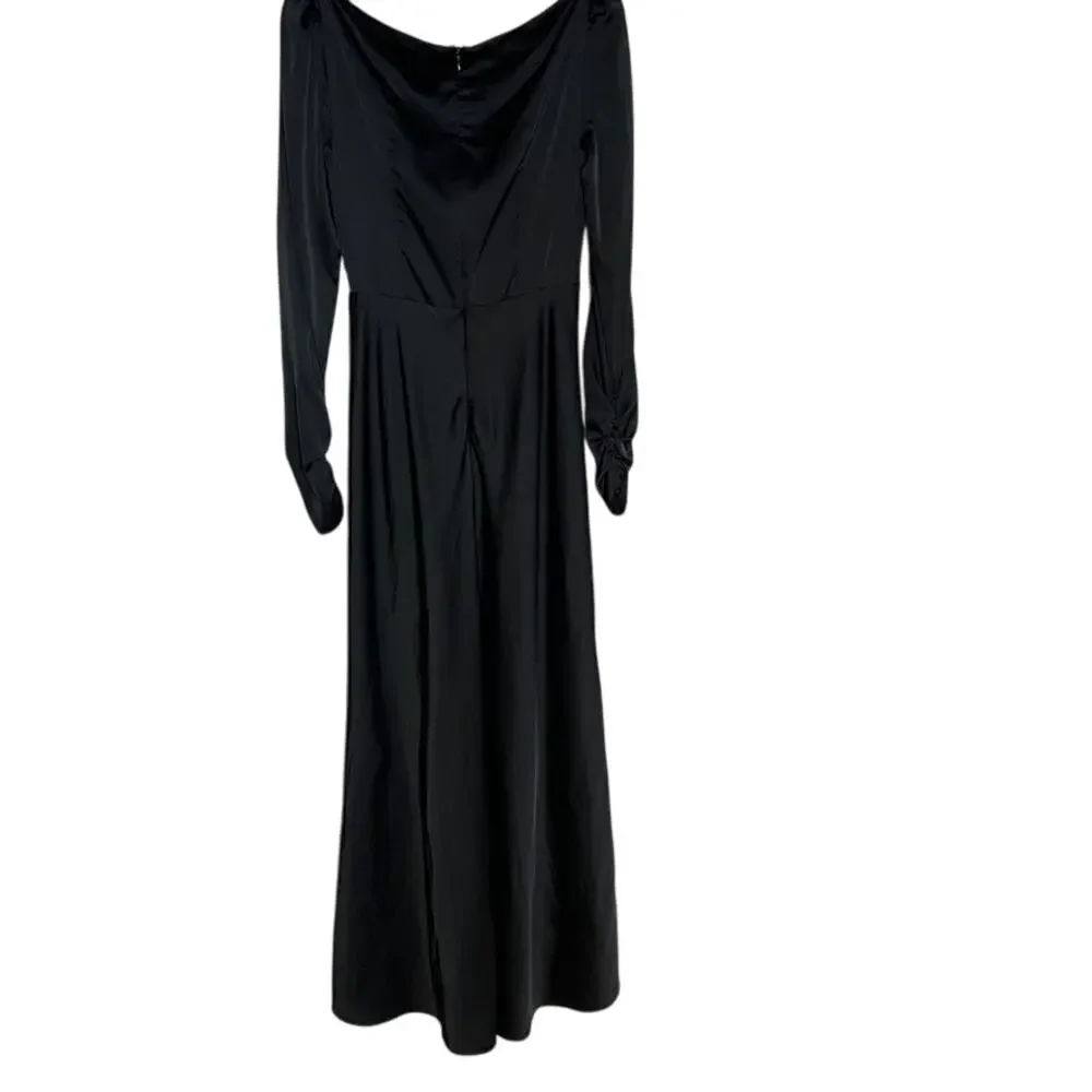 Keepsake the Label Own it Gown Long Sleeve Black Satin Maxi Formal Dress Size 6 - Picture 7 of 9